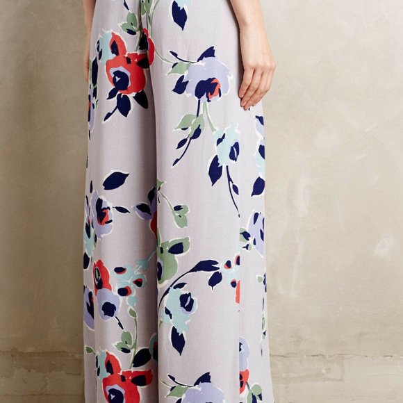 NWOT Anthropologie Elevenses AMBROSIA FLORAL WIDE LEG PANTS - Picture 2 of 6
